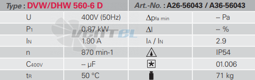 Rosenberg DVW 560-6 D - описание, технические характеристики, графики